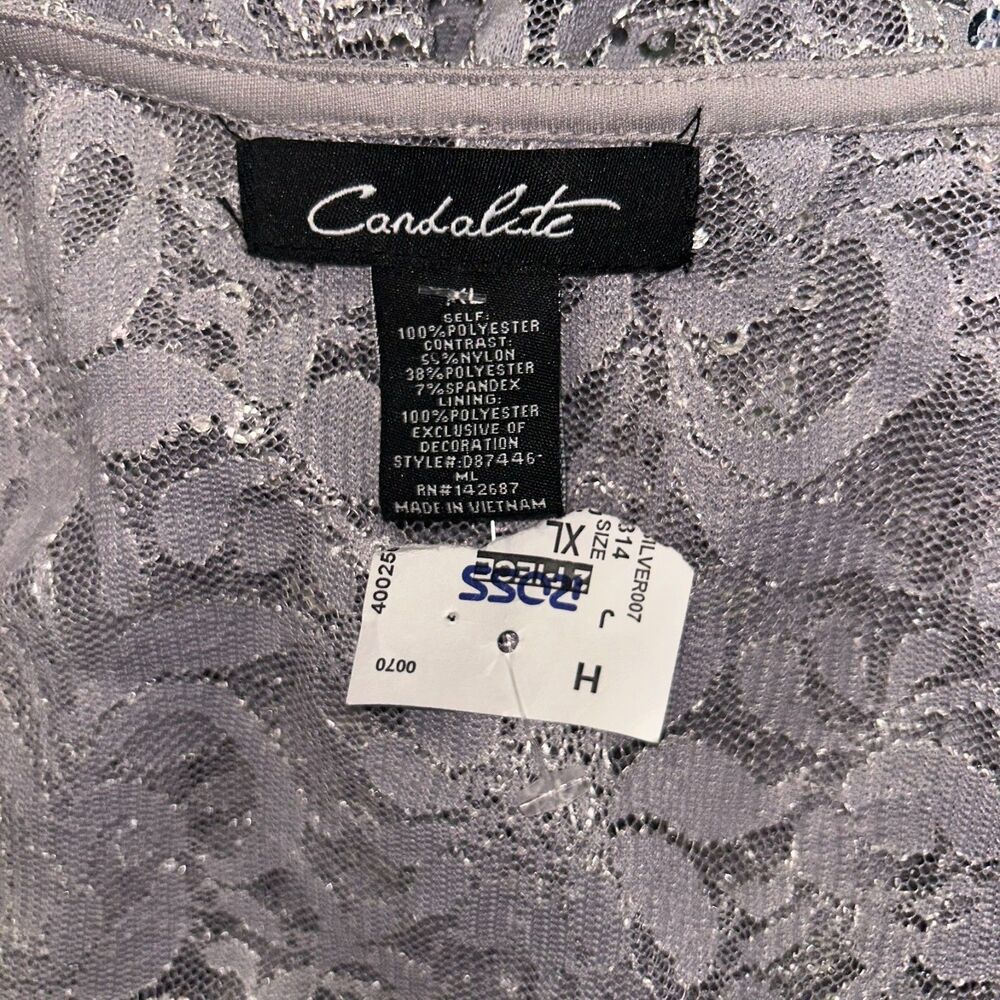 NWT Candalite Silver Lace Sequin Open Front Evening Jacket Size XL - Picture 6 of 6